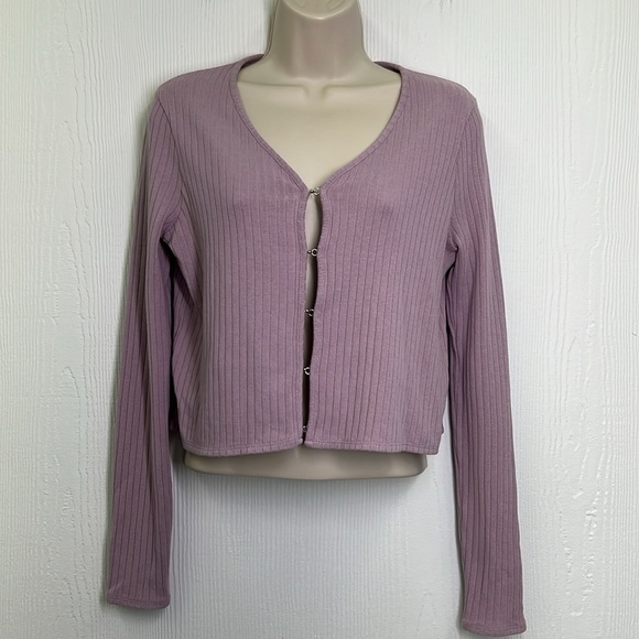Madewell - Provence Grape Ribbed Cute Hook And Eye Closure Cardigan Size Small - Picture 2 of 12